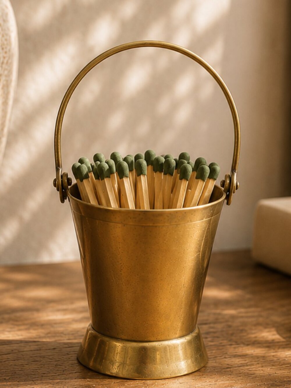 Vintage Solid Brass Bucket Vessel With Handle
